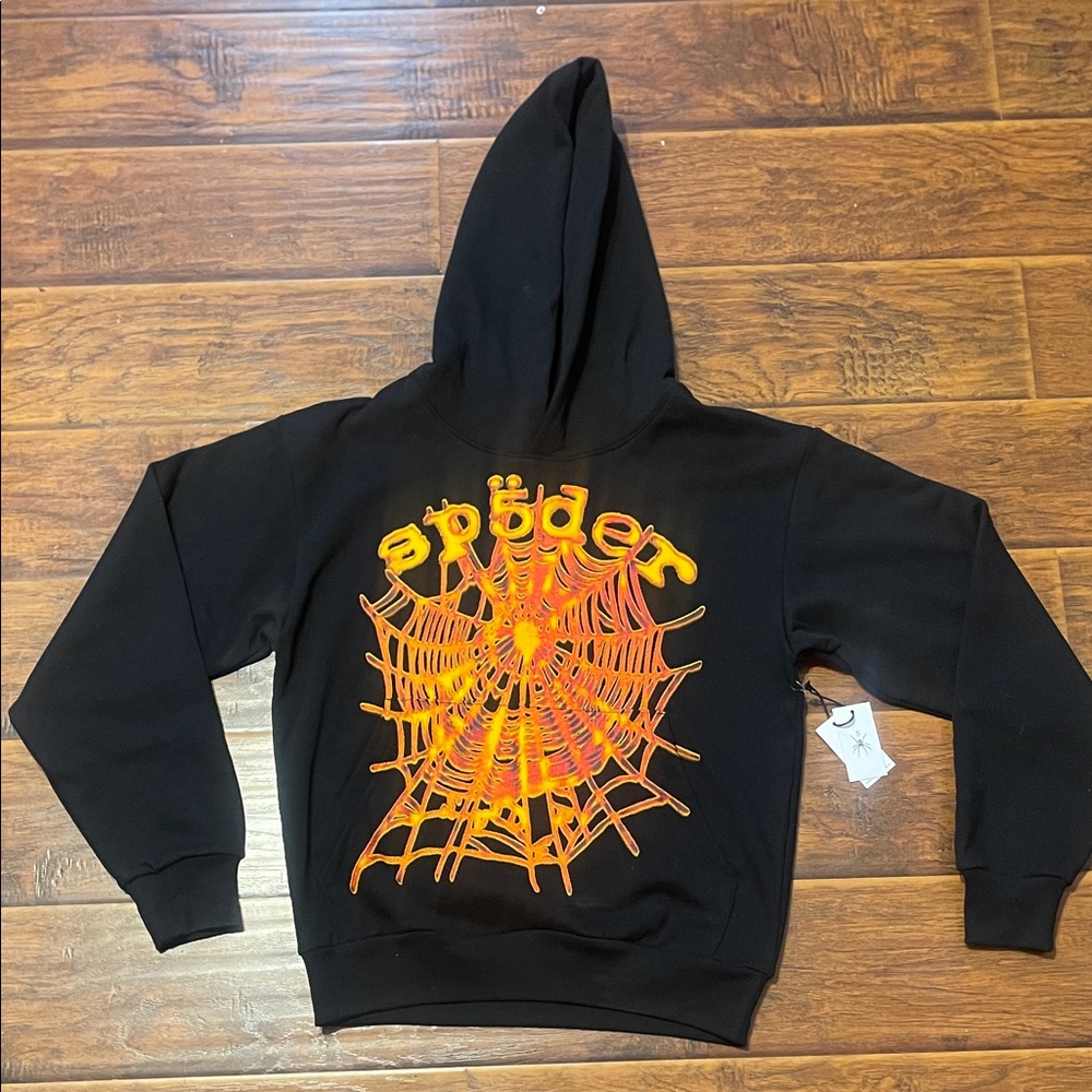 Black Hoodie with Orange Web Design